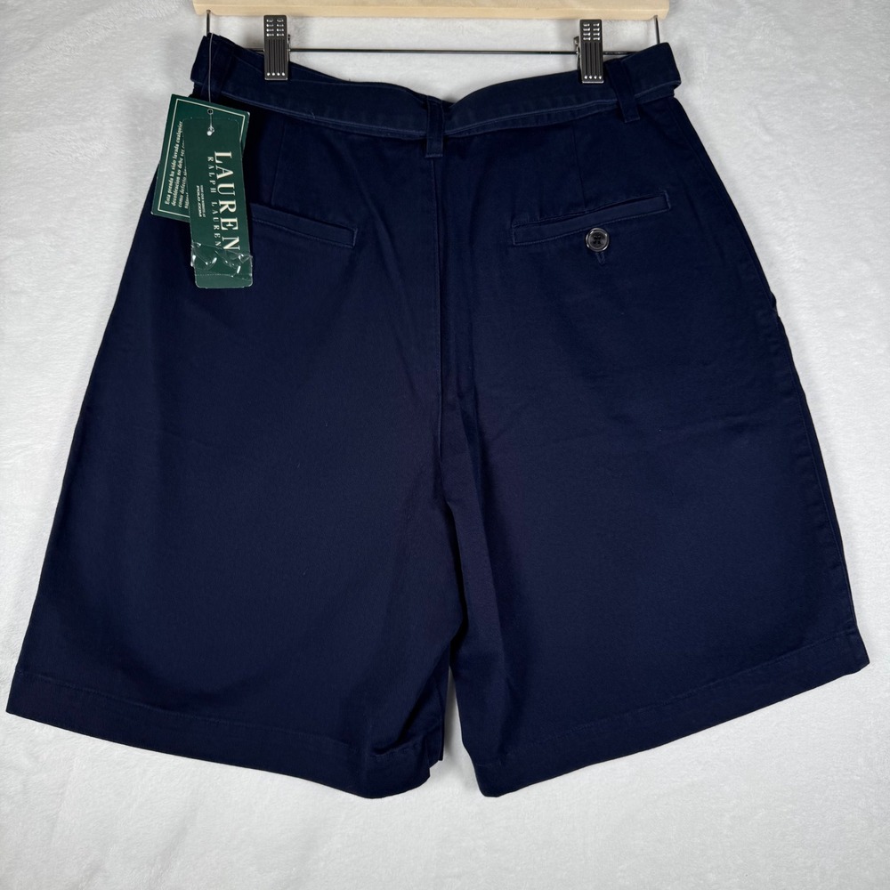 Lauren Ralph Lauren Navy Blue Cotton D-Ring Belted Chino Shorts Size 4 New - Picture 3 of 10